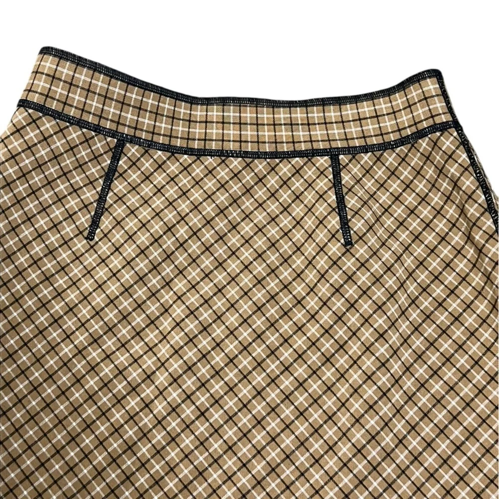W by Worth tan black plaid a-line mini skirt with side zipper details academia